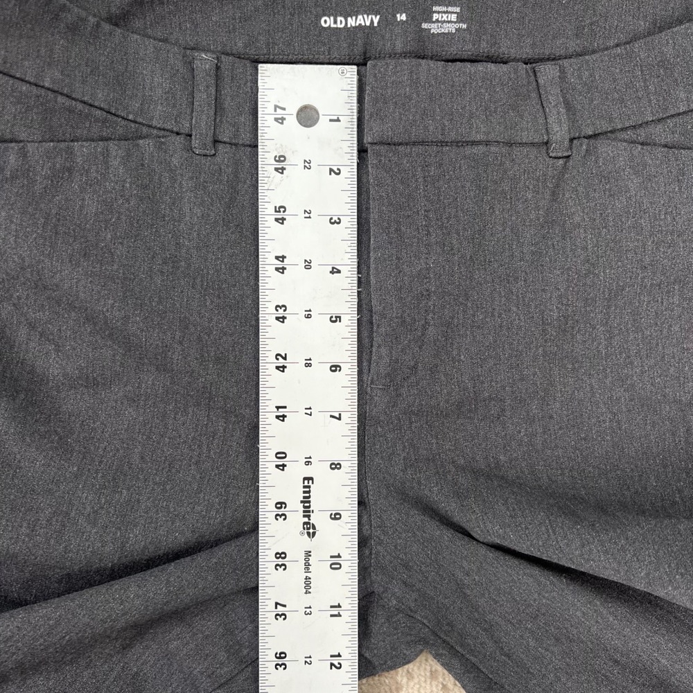 Old Navy High Rise Pixie Flare Pants Womens 14 Dark Heather Grey Stretch Trouser - Picture 6 of 9